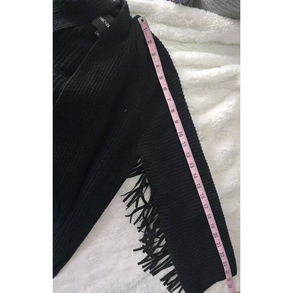 Nic and Zoe Trailblazer Fringe-Trim Black Open Cardigan M Cowgirl Western Boho - Picture 7 of 12